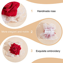 4 Stück 2 Farben Seidenstoff Rose Spitze Handfesseln&nbsp;DIY-HY0002-34