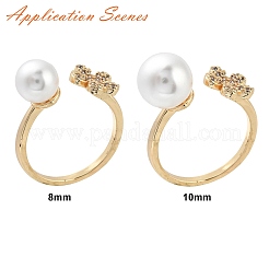 Anello a polsino con fiore in ottone e micro pavé di zirconi cubici&nbsp;KK-A244-01A-G