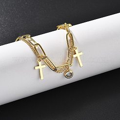 Messing-Charm-Armbänder mit Mikropflaster und klarem Zirkonia&nbsp;BJEW-U020-16G