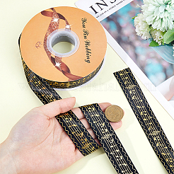 50 Yards Polyesterband mit Goldprägung und Musiknoten-Aufdruck&nbsp;OCOR-WH0091-34A