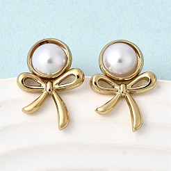 Pendientes de perla de plástico ABS de acero inoxidable 201&nbsp;EJEW-Z151-13G-04