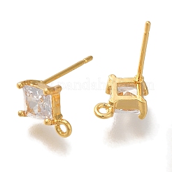 Ohrstecker aus Messing mit klarem Zirkonia für Damen&nbsp;EJEW-B107-11G