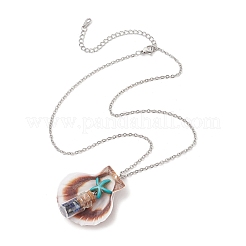 8 pz 8 stili di collana con ciondolo a forma di conchiglia di capesante naturale e stella marina turchese sintetica tinta&nbsp;NJEW-JN05225