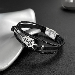 Geflochtene PU-Kunstlederschnur-Mehrstrangarmbänder&nbsp;FS-WG84DBF-01