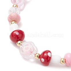 3 bracelet tressé en perles acryliques florales pour femmes&nbsp;BJEW-MZ00192