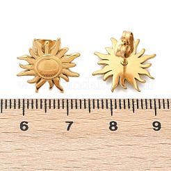 Orecchini a bottone con sole in acciaio inossidabile 304 con placcatura ionica (ip) per donna&nbsp;EJEW-F300-10G