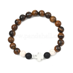 Bracelets extensibles en agate noire naturelle&nbsp;BJEW-JB13625