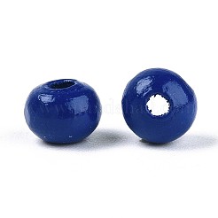 Perles rondes en bois de schima naturel peintes au pistolet&nbsp;WOOD-A018-6mm-17