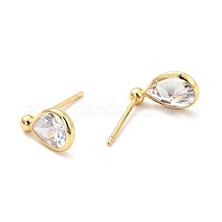 Orecchini a bottone a goccia con zirconi chiari&nbsp;X-EJEW-G297-23G