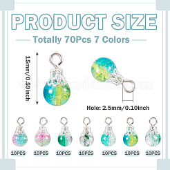 70 Stück Anhänger aus Crackle-Glas in 7 Farben.&nbsp;PALLOY-TADJ00018