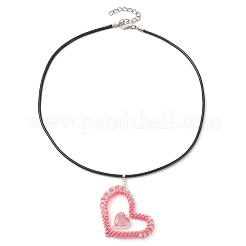 Perline di vetro per San Valentino collane con ciondolo a forma di cuore&nbsp;NJEW-MZ00079-01