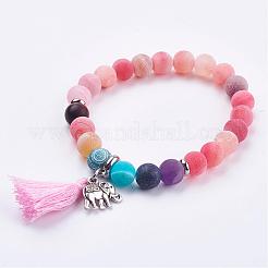 Bereifte gemischte Edelsteinperlenarmbänder&nbsp;BJEW-JB03166