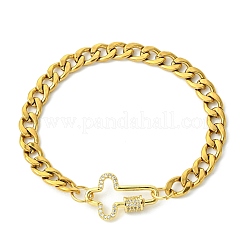 Bracelets à maillons mousquetons à vis sertis de micro-pavés de zircone cubique transparente&nbsp;BJEW-JB13849