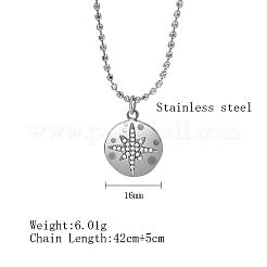 304 Edelstahl Strass flach rund mit Stern Anhänger Halsketten&nbsp;NS9570-2