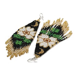 Orecchini con nappe a forma di fiore di perline boho&nbsp;EJEW-Q380-07A