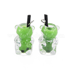 Pendentifs en résine opaque imitation bubble tea&nbsp;RESI-T052-03C
