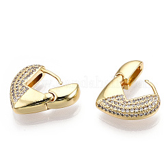Aretes de aro con corazón de circonitas cúbicas transparentes&nbsp;EJEW-F304-03G