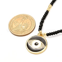 Collana con ciondolo in micro pavé di zirconi cubici in ottone malocchio per donna ragazza&nbsp;NJEW-JN03692