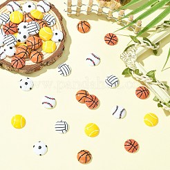 60 Stück 6 Stile Sport undurchsichtige Harz-Cabochons&nbsp;RESI-CJ0004-95