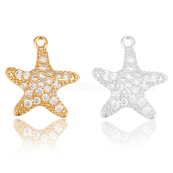 10 Stück 2 Farben Messing Micro Pave Zirkonia Anhänger&nbsp;KK-BBC0019-01
