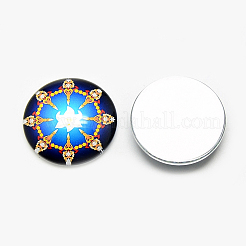 Cabochons aus bedrucktem Glas mit flachem Rücken&nbsp;GGLA-Q054-25mm-B04