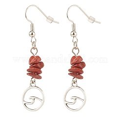 Orecchini pendenti con perline di diaspro rosso naturale&nbsp;EJEW-JE04890-06
