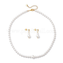 Muschelperlen-Halsketten und Ohrstecker-Sets für Damen&nbsp;SJEW-JS01349