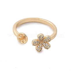 Anello a polsino con fiore in ottone e micro pavé di zirconi cubici&nbsp;KK-A244-01A-G