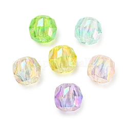 Transparente UV-Beschichtung regenbogenschillernde europäische Acrylperlen, Großloch perlen, Runde, Mischfarbe, 16.5x15.5 mm, Bohrung: 6 mm
