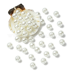 Perles rondes en plastique ABS imitation perle, blanc, 10mm, Trou: 2mm