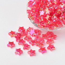 Perle acriliche trasparenti ecologiche, stella, roso, ab colore, circa10 mm di diametro, 4 mm di spessore, foro:1.5mm