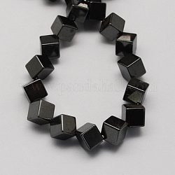 Немагнитные синтетический гематит бисер пряди, класс А, кубоид, чёрные, 6x6x4 мм, отверстие : 1 мм