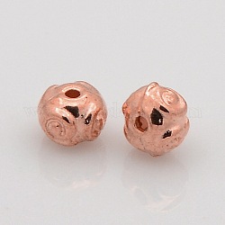 Perline distanziatore rondelle in lega di metallo stile tibetano, oro roso, 5.5x4mm, Foro: 1 mm