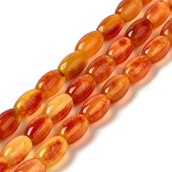 Naturali tinti perle di giada fili, ovale, arancione scuro, 11.5~12x7.5~8mm, Foro: 0.8 mm, circa 29~32pcs/filo, 12.99''~15.16'' (33~38.5 cm)