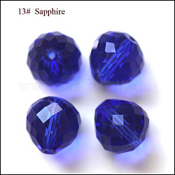 Imitation österreichischen Kristallperlen, Klasse aaa, facettiert, Träne, Blau, 6 mm, Bohrung: 0.7~0.9 mm