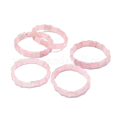 Bracciale elasticizzato con perline rettangolari in quarzo rosa naturale, gioielli con pietre preziose per le donne, diametro interno: 2-1/8~2-1/4 pollice (5.5~5.7 cm)
