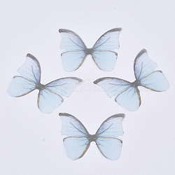 Décoration artisanale d'ailes en tissu polyester bicolore, pour bricolage bijoux artisanat boucle d'oreille collier pince à cheveux décoration, aile de papillon, bleu clair, 33x40mm