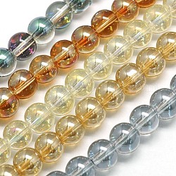 Chapelets de perles en verre électroplaqué, ronde, couleur mixte, 10mm, Trou: 1mm, Environ 34 pcs/chapelet, 12.8 pouce