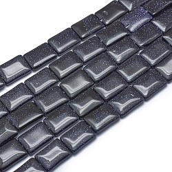Synthetic Blue Goldstone Beads Strands, Rectangle, 18x13x4.5mm, Hole: 1mm, about 22pcs/strand, 15.3 inch(39cm)