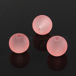 Transparente Glasperlen stränge, matt, Runde, Orangerosa, 10 mm, Bohrung: 1.3~1.6 mm, ca. 80 Stk. / Strang, 31.4 Zoll