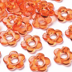 Cadres de perles acryliques transparents, fleur, orange foncé, 19x20x3.5mm, Trou: 1.6mm, diamètre intérieur: 6.5 mm, environ 632 pcs/500 g
