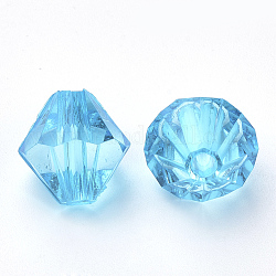 Transparente Acryl Perlen, Doppelkegel, Deep-Sky-blau, 6x5.5 mm, Bohrung: 1.5 mm, ca. 6120 Stk. / 500 g