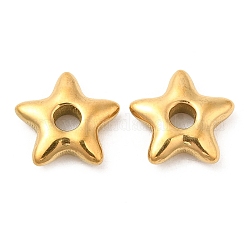 Revestimiento iónico (ip) 304 perlas de acero inoxidable, estrella, dorado, 12x12.5x3.4mm, agujero: 3.7 mm