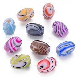 Perles européennes en acrylique opaque, Perles avec un grand trou   , ovale, couleur mixte, 13x18mm, Trou: 5.5mm, environ 299 pcs/500 g