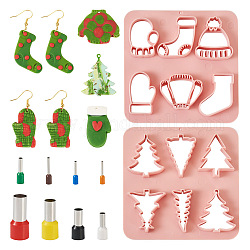 Strumenti di plastilina in plastica abs a tema natalizio pandahall, frese per pasta all'argilla, muffe, con perforatori, forme misto