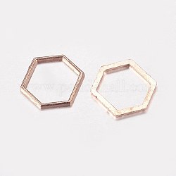 Anneaux connecteurs en alliage, hexagone, or rose, 12x14x1mm