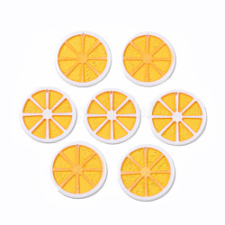 Colgantes de la resina, con polvo del brillo, limón, naranja, 34~35x3~4mm, agujero: 2 mm
