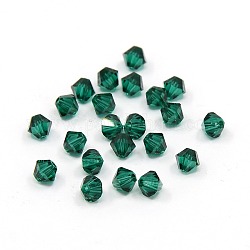 Austrian Crystal Beads, 5301, Faceted Bicone, 205_Emerald, 4x4mm, Hole: 4mm