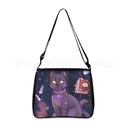 Bolsa de poliester, bolso de hombro ajustable estilo gótico para amantes de la wiccan, forma de gato, 30x25 cm