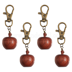 Decorazione pendente per gioielli con scatola di mele in palissandro, con lega girevole aragosta fermagli artiglio, bronzo antico, 70mm, 4 pc / set